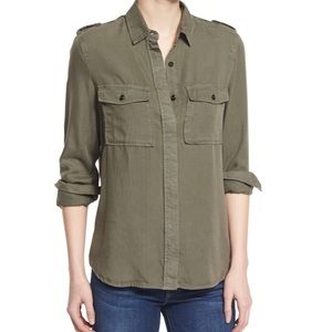 Military green button down shirt, XS